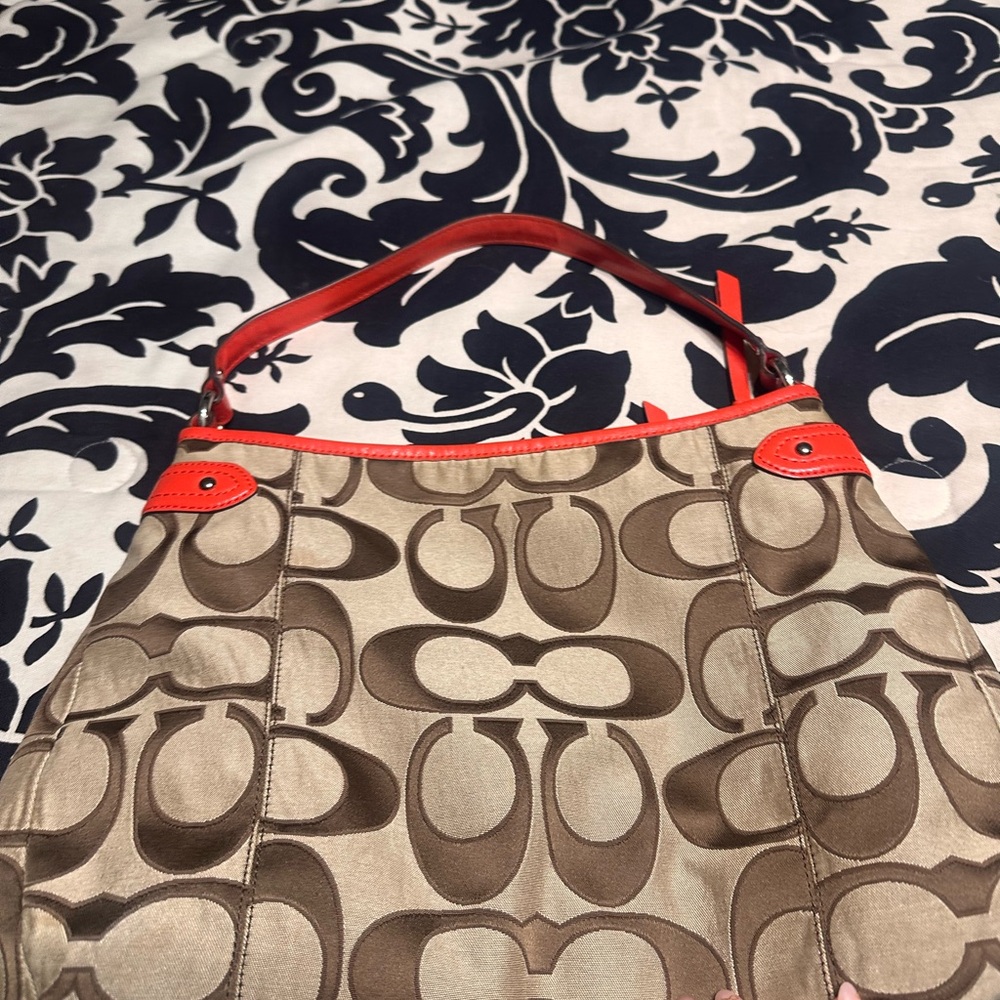 Coach Tan and orange Signature Handbag